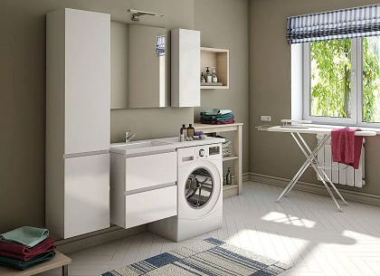 Комплект мебели Dallas Luxe 1200х482 левосторонний подвесной 2 ящика (ШхГхВ) 548х476х607