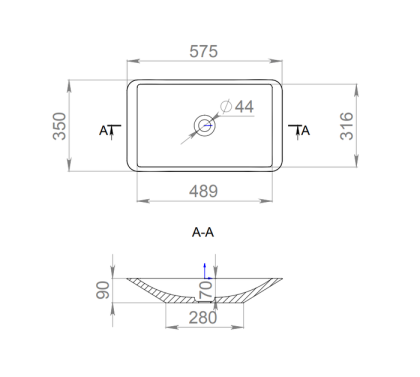 Раковина Salini CALLISTA 107 1101107GRF S-Sense покраска по RAL полностью, накладная, глянцевая