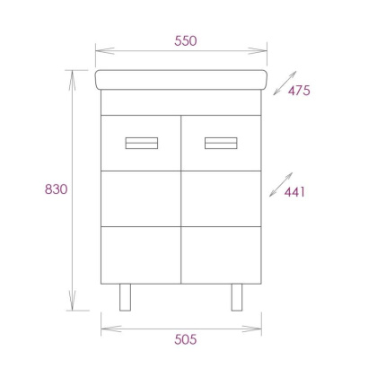 Тумба Onika Балтика-Квадро 55 напольная, белая (ум.Тигода 55) Тумба Onika Балтика-Квадро 55 напольная, белая (ум.Тигода 55)