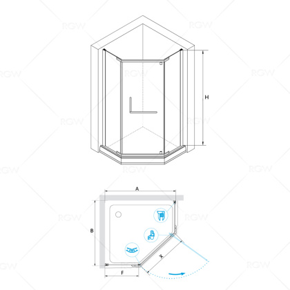 Душевой уголок RGW Passage PA-81 80x80 01088188-21 профиль Хром стекло матовое-сатинат