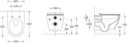 Унитаз Modula подвесной безободковый с крепежом, белый глянцевый