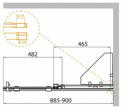 STREAM-BF-1-90-C-Cr Душевая перегородка раздвижная