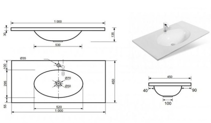 Раковина Вегас 1000*450, шт