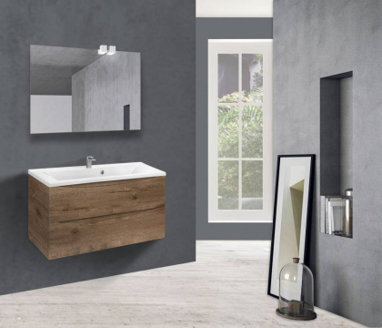 База под раковину Mia 900 подвесная, 2 выкатных ящика soft close, V.Oak