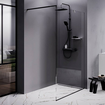 W84WI-120-F1-BTE Душевая перегородка Func 120x200, стекло прозр. 8 мм + покрытие, профиль черный