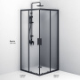 W93G-403-090BT Душевое ограждение Gem S Square Slide 90x90 стекло прозрачное, профиль Черный матовый