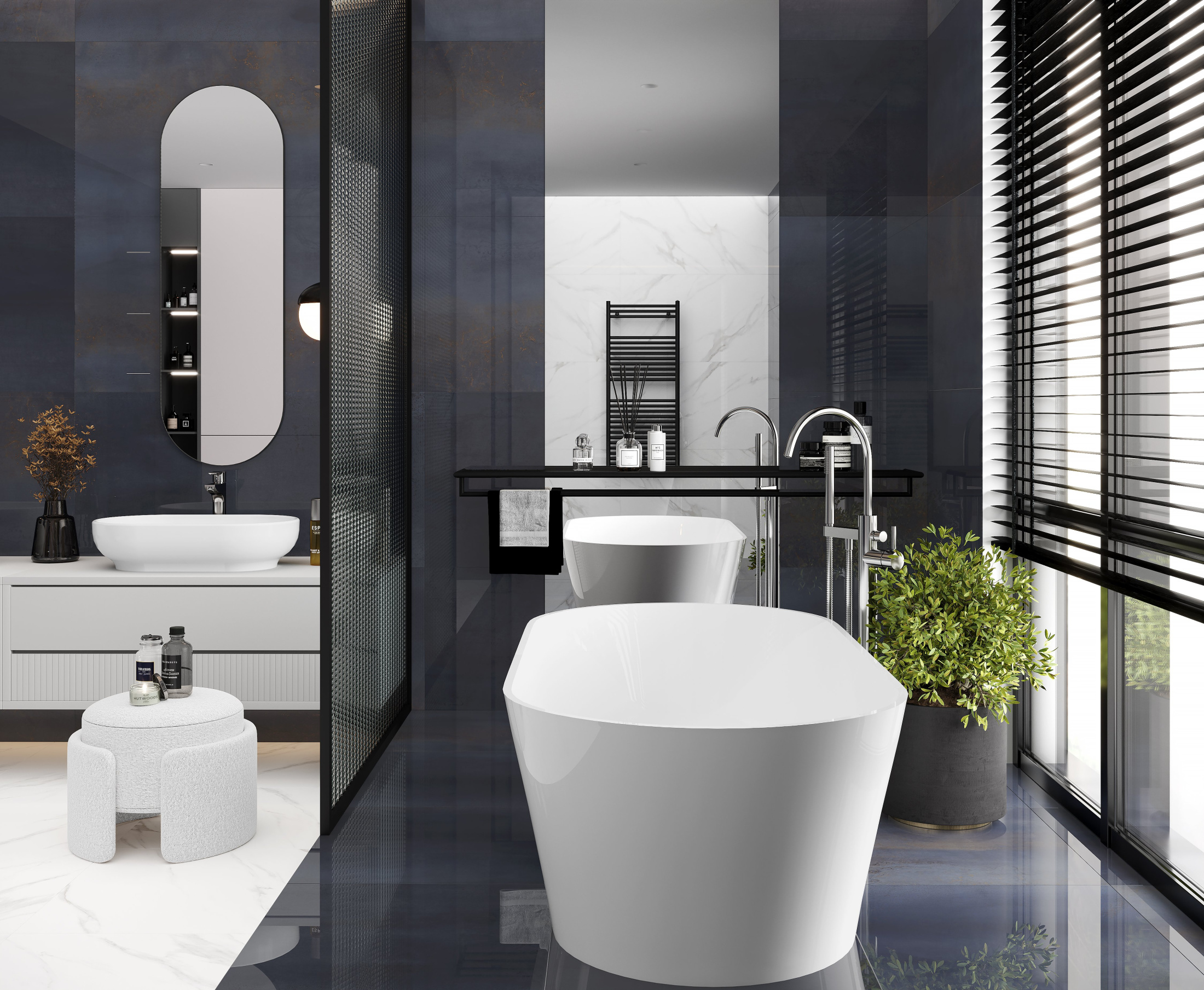 Cast Navy Керамогранит тёмно-синий 60x120 Полированный