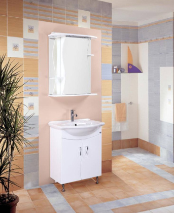 Шкаф-зеркало Onika Лилия 65 белый, правый, с подсветкой