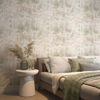 Обои виниловые Впечатление мотив, зелёный Обои виниловые Впечатление мотив, зелёный