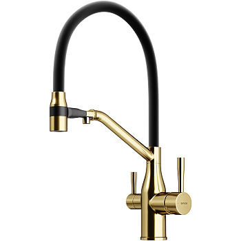 Смеситель для кухни SANCOS Orta с возможностью подключения фильтра для воды, цвет брашированное золото, арт. SC4008BG
