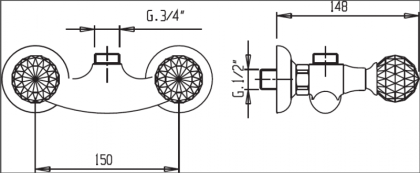 ATLANTIS-DS-01-Sw Смеситель для душа, хром, ручки Swarovski