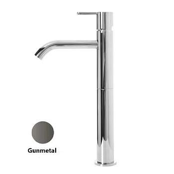 LEAF-LC2-L-GM Смеситель для накладной раковины однорычажный, с донным клапаном, исполнение Gunmetal PVD