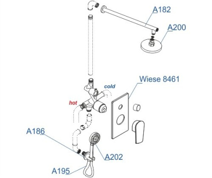 A84202 Встраиваемый комплект для душа с верхней душевой насадкой и лейкой Wasserkraft A84202 Встраиваемый комплект для душа с верхней душевой насадкой и лейкой Wasserkraft