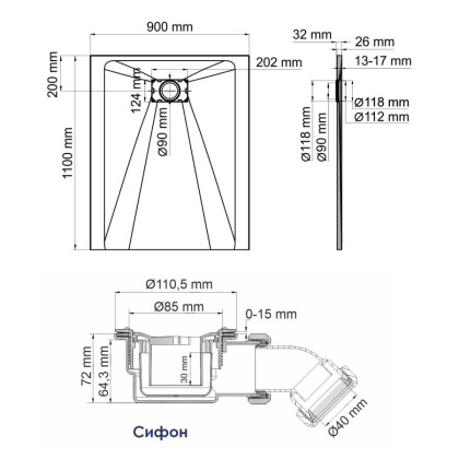Main 41T15 Душевой поддон