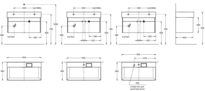 Тумба LOGICA подвесная 2 ящика 90 см, стальной серый