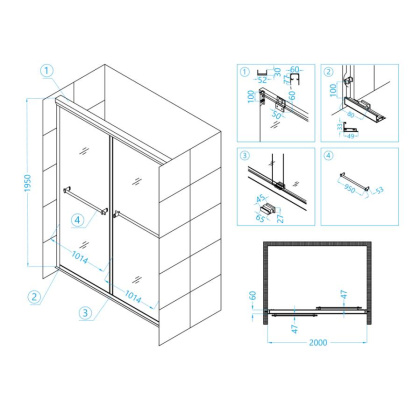 Душевая дверь RGW Tornado TO-10 200 01071020-11 профиль Хром стекло прозрачное