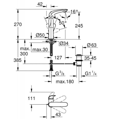 Смеситель однорычажный для раковины, GROHE Eurostyle, белая луна, (23718LS3) Смеситель однорычажный для раковины, GROHE Eurostyle, белая луна, (23718LS3)