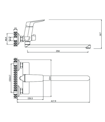 Смеситель д/ванны с длинным изливом, ARAGON, арт.10221AN