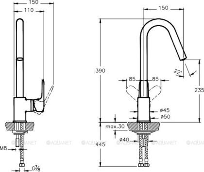 Смеситель Root Round для кухни, никель