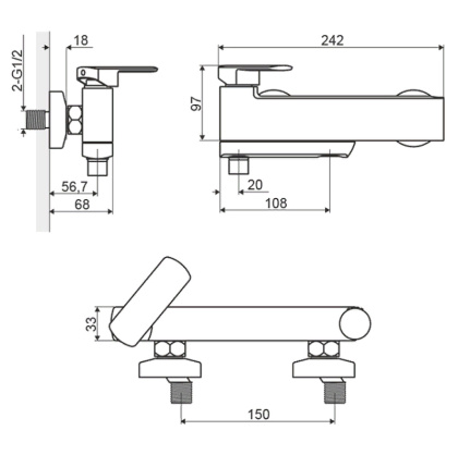 Смеситель для ванны EXCELLENT Pride AREX.4005WH (хром/белый)
