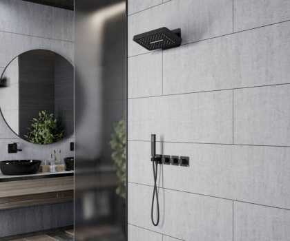 Душевая система Timo Petruma SX-5249/03SM скрытого монтажа, термостат, черная матовая