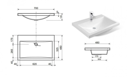 Тумба подвесная под умывальник Monaсo 700х480 2 ящика (ШхГхВ) 698х476х430 Тумба подвесная под умывальник Monaсo 700х480 2 ящика (ШхГхВ) 698х476х430