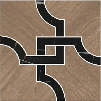 Декор 1 ID133 Монтиони коричневый/черный матовый 30см*30см*9мм (1уп/6шт/)наборный, шт