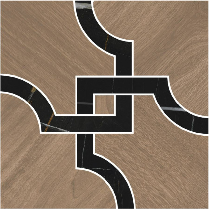 Декор 1 ID133 Монтиони коричневый/черный матовый 30см*30см*9мм (1уп/6шт/)наборный, шт