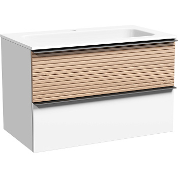 Тумба подвесная SANCOS Delta 790х445х500, c двумя ящиками оснащенными доводчиками,  дуб светлый/белый , арт. DL80W
