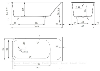 Ванна из искусственного камня ORLANDO 160,102015M