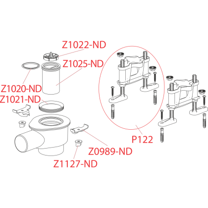 Сифон DN50 и комплект регулируемых ног Сифон DN50 и комплект регулируемых ног