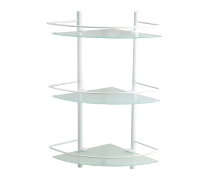 Полка стеклянная тройная угловая, 30,5х61х30,5 см, белая, K-3133W