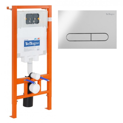 Инсталляция BelBagno 80 для подвесного унитаза, 1150х500х80 мм, со смывным бачком скрытого монтажа, фронтальное управление, крепление к стене в компле