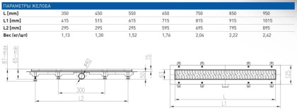 Душевой лоток 45 см Creto Walkway CRE-450 WN с решеткой, хром