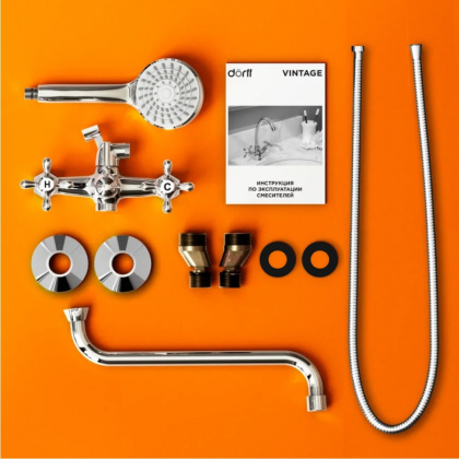 D6095000 Vintage двухзахватный Смеситель Для ванны и душа с универсальным изливом и душевым набором