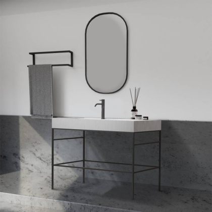 Консоль с раковиной ABBER Stein AS2647 напольная, белая матовая Консоль с раковиной ABBER Stein AS2647 напольная, белая матовая