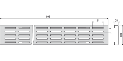 Решетка для дренажного желоба 100 мм, оцинкованная сталь