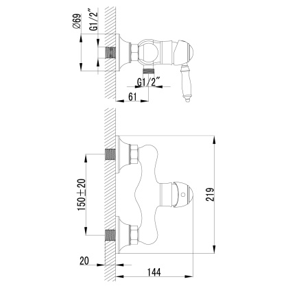 Смеситель Lemark Villa LM4803B для душа Смеситель Lemark Villa LM4803B для душа