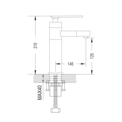 Смеситель для раковины латунь, черный S6601H
