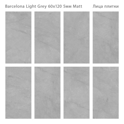 Керамогранит матовый BARCELONA LIGHT GREY 60x120 5мм MATT, Marbles