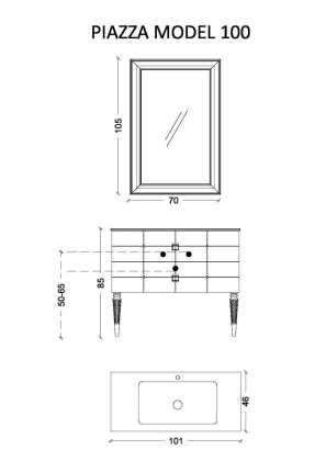 Тумба Piazza 100 черная + Хром_Комплект 841-100-BCR Boheme Тумба Piazza 100 черная + Хром_Комплект 841-100-BCR Boheme