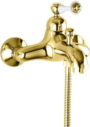 MARGOT-VM-03/24-N Смеситель для ванны и душа Исполнение: Золото 24 карат, Ручки: Чёрная 
