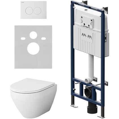 IS100101.701700 Инсталляция MasterFit с клавишей L глянец. белый с подвесным унитазом Spirit V2.0 FlashClean с си