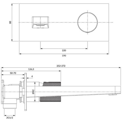 Смеситель для умывальника скрытого монтажа OMNIRES CONTOUR CT8015GLB (брашированное золото)