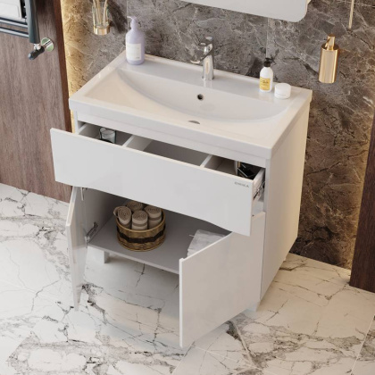 Тумба Onika Стрим 80 напольная, белая (ум. Фостер 80)