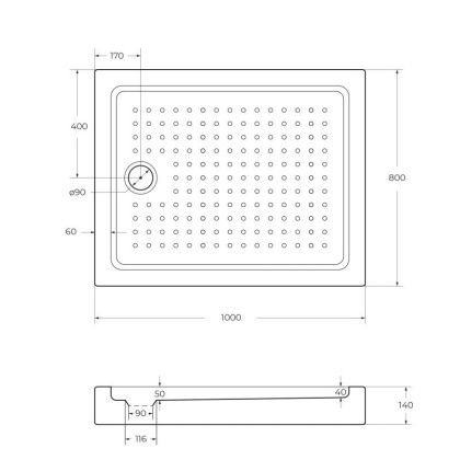 TRAY-A-AH-120/90-15-W Размер, мм:1200x900x150 Поддон акриловый, прямоугольный 