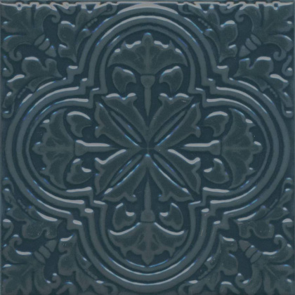 Декор Фес бирюзовый тёмный глянцевый 15x15x0,69