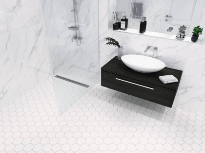Противоскользящая мозаика, Hexagon Big White Antislip 95x110, Non-Slip Противоскользящая мозаика, Hexagon Big White Antislip 95x110, Non-Slip