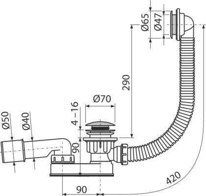 Сифон для душевого поддонa CLICK/CLACK, металл Сифон для душевого поддонa CLICK/CLACK, металл