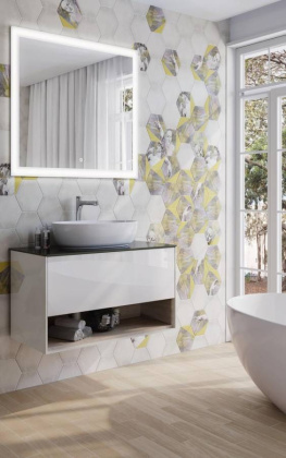 Тумба PLAZA Modern подвесная с ящиком и полкой 100, белая PLB.M.100.1\WHT